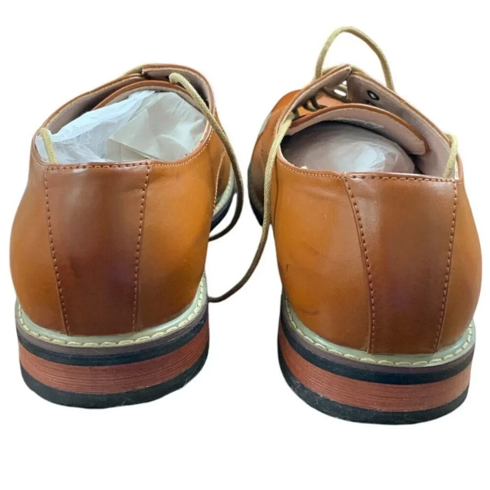 Bruno Mars Mens Size 11 Chestnut Brown Faux Leather Lace Up Oxford Formal Shoes